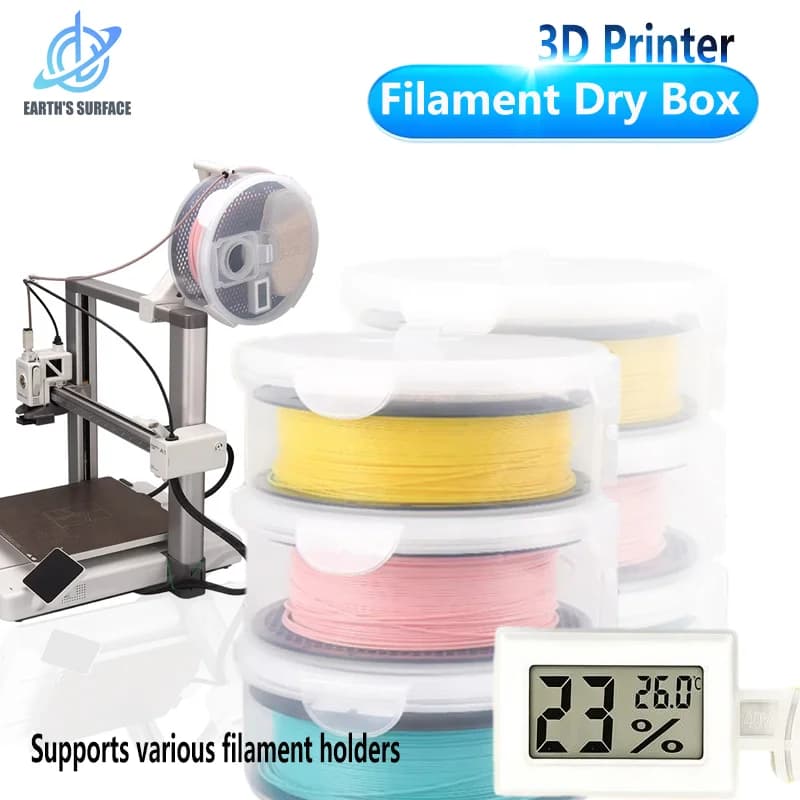 3D Printer Filament Dry Box For A1/A1 mini/Kobra X Filament Sealed Dry Box 1KG PLA PETG ABS TPU Side-hung Round Sealed Container