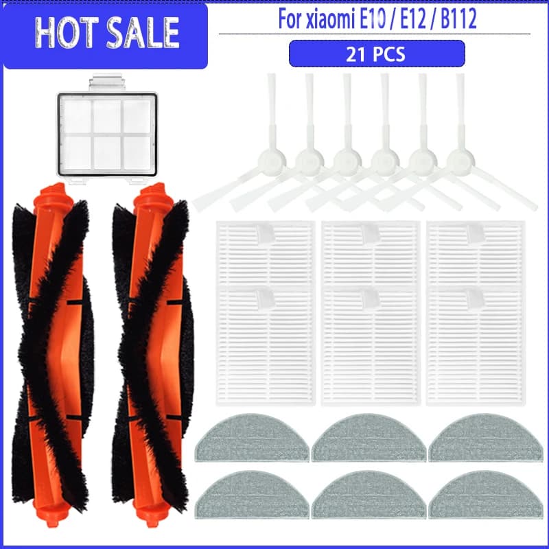 Roller Side Brush Primary HEPA Filter Mop For Xiaomi E10 / E12 / B112 / E10C Cleaner Robot Vacuum Cleaner Accessories