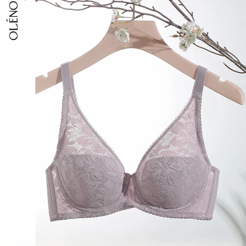 Reggiseno push-up a copertura totale taglie forti Supporto anti-cedimento, pizzo sexy e controllo rigonfiamento laterale per biancheria intima modellante da donna OWD6085