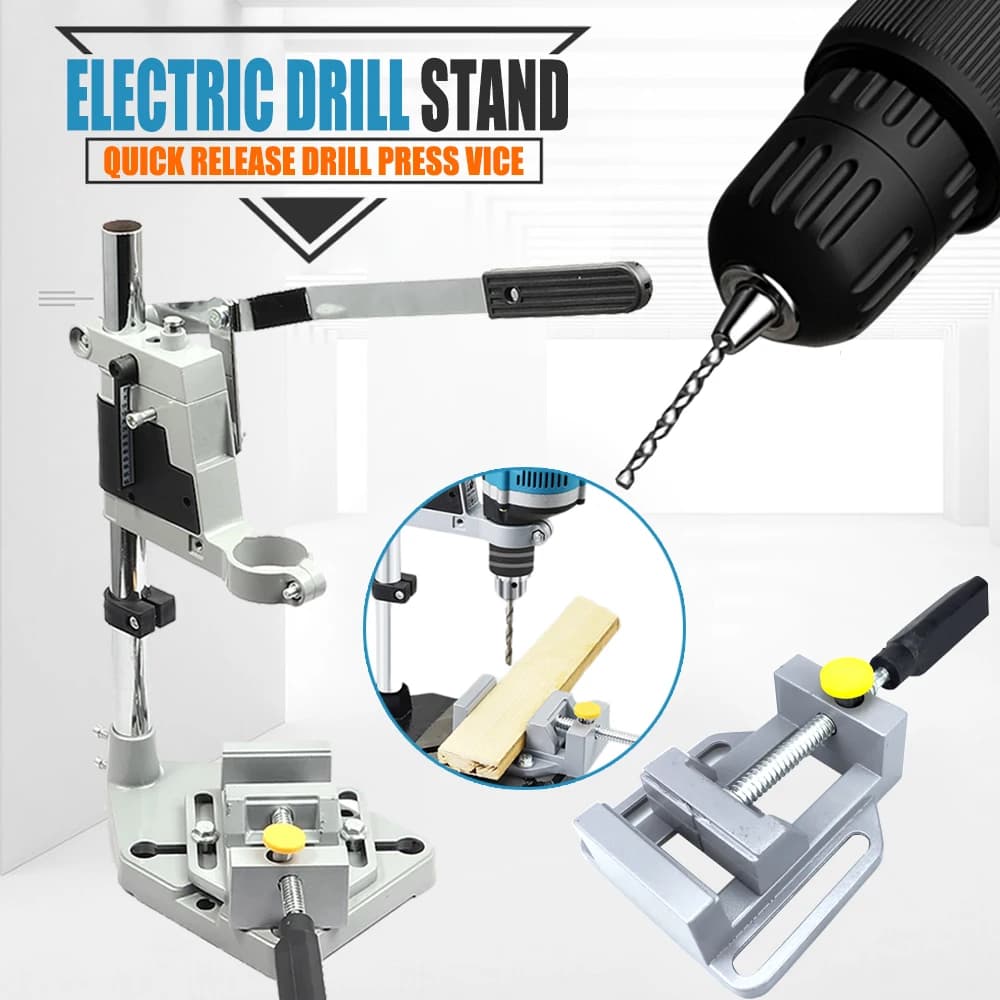 Supporto per trapano elettrico multifunzione Lavorazione del legno Tavolo di posizionamento per foratura Supporto per trapano da banco Mini pinza per morsa Morsetto da banco