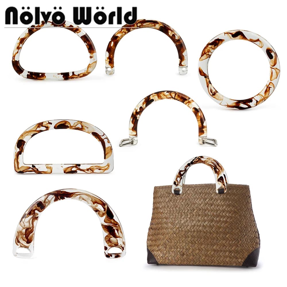 2/4/10PCS borsa a forma di U manico in resina portafoglio telaio bacio fibbia borsa tessuta borsa borsa all'uncinetto maniglia accessori artigianali fai da te