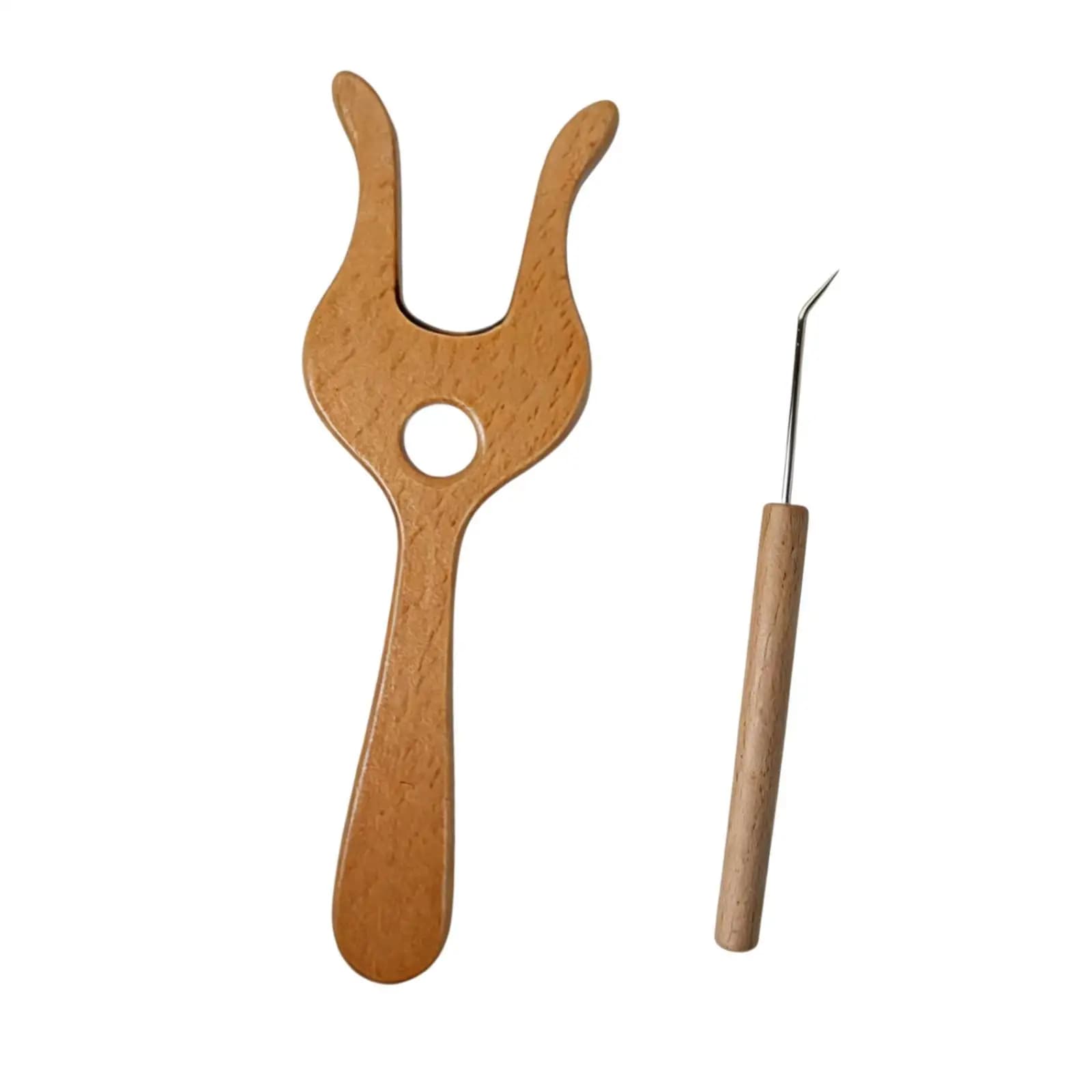 Kit di Forchette per Lavoro a Maglia e Perni Curvi in Legno, Strumenti Multiuso per Intrecciare Corde, per Creazione di Collane e Lavori a Maglia per Bambini