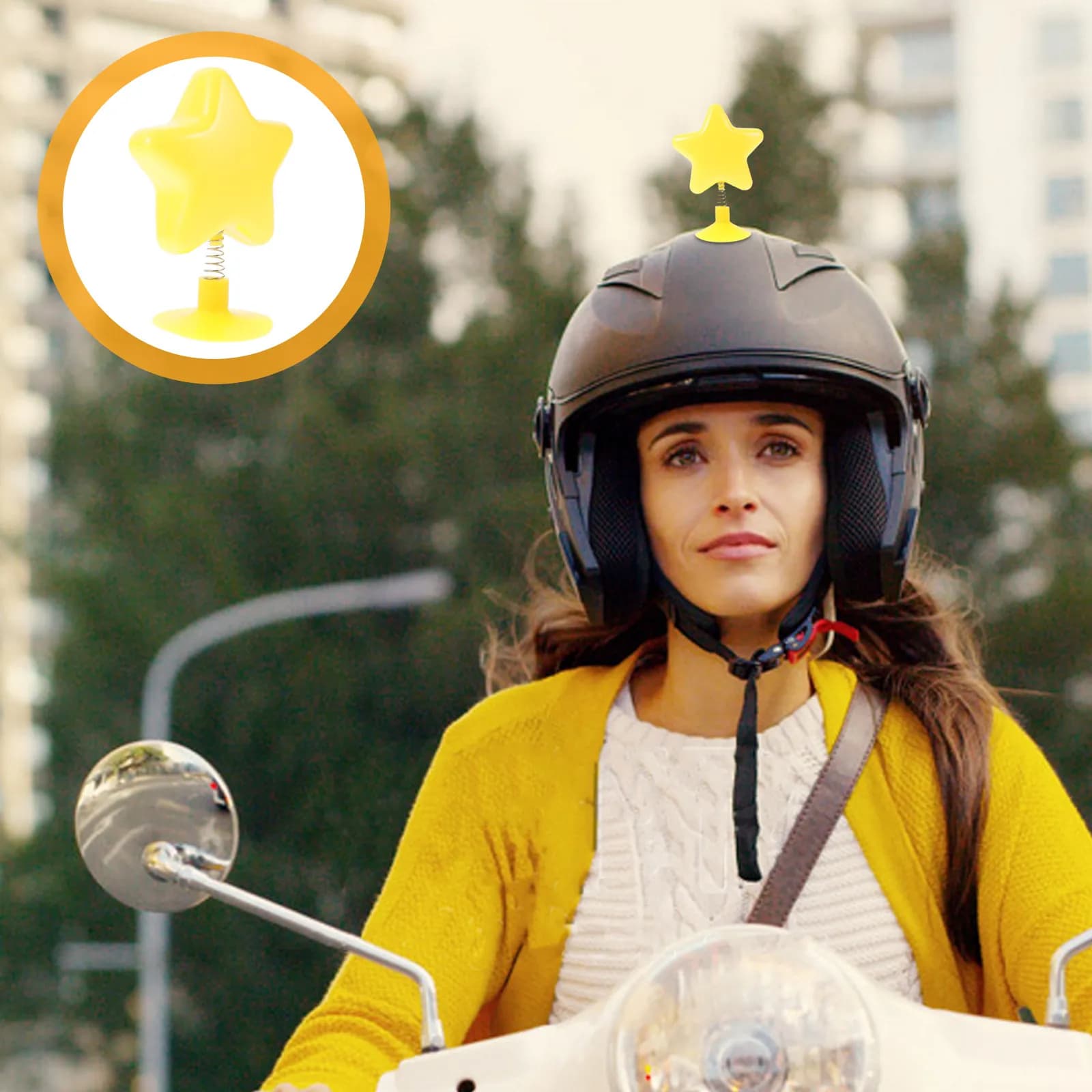 Decorazione a Stella Scintillante per Caschi Moto, Bici, Scooter e Sci - Adorabile Ornamento a Stella Oscillante con Ventosa