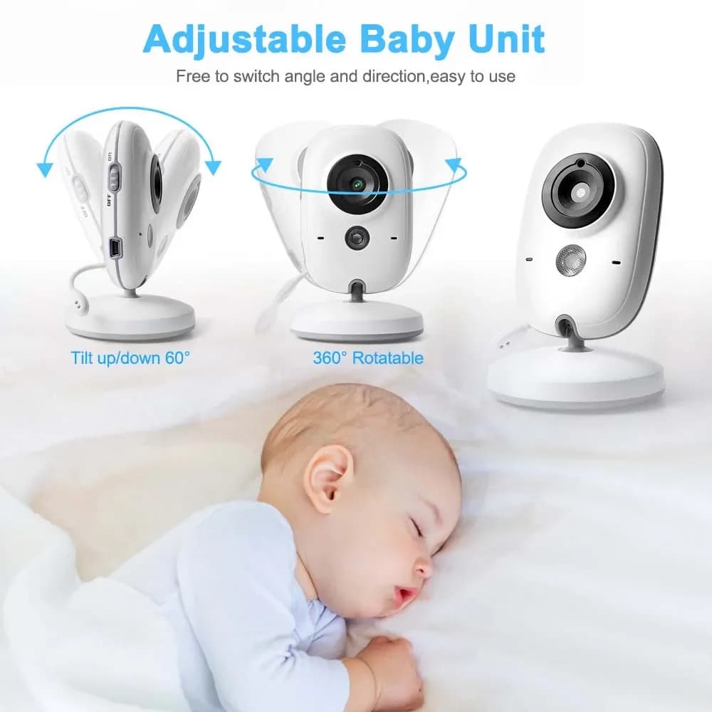 Nuovo Baby Monitor Video 3.5'' con Visione Notturna, Telecamera di Sicurezza 2.4G, Audio Bidirezionale, Monitoraggio Video con Temperatura