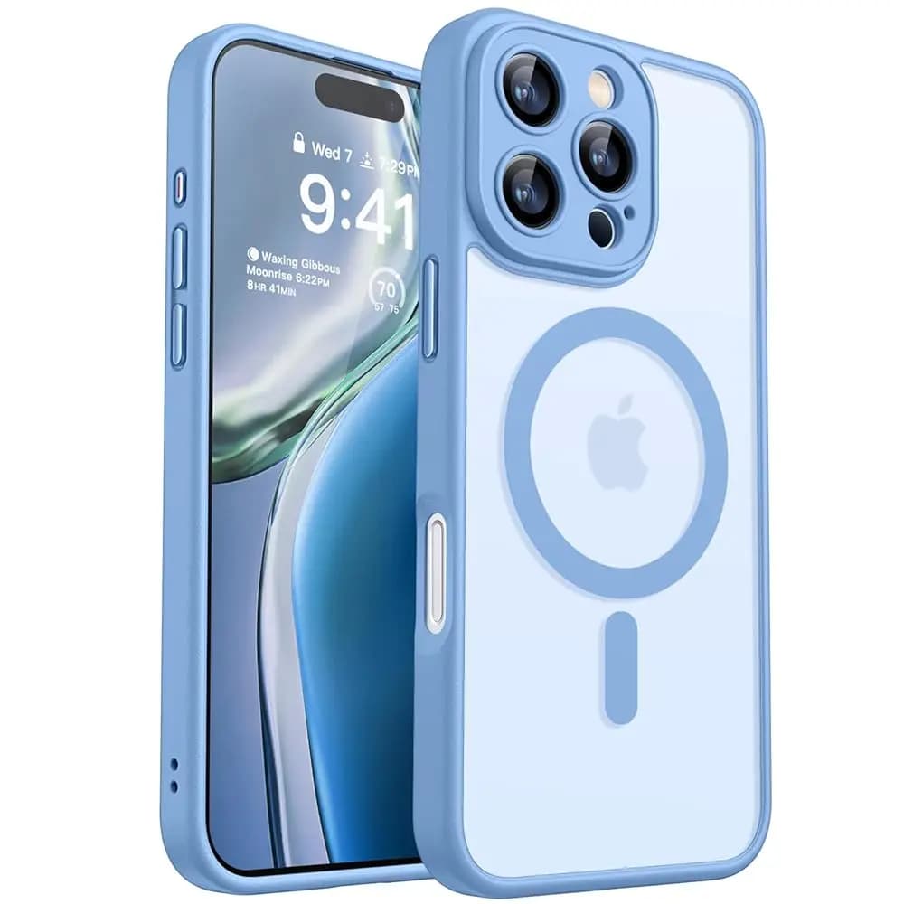 Custodia Magnetica Compatibile con iPhone 15 Pro Max, Migliorata [Protezione Completa della Fotocamera] [Compatibile con MagSafe] [Traslucida]