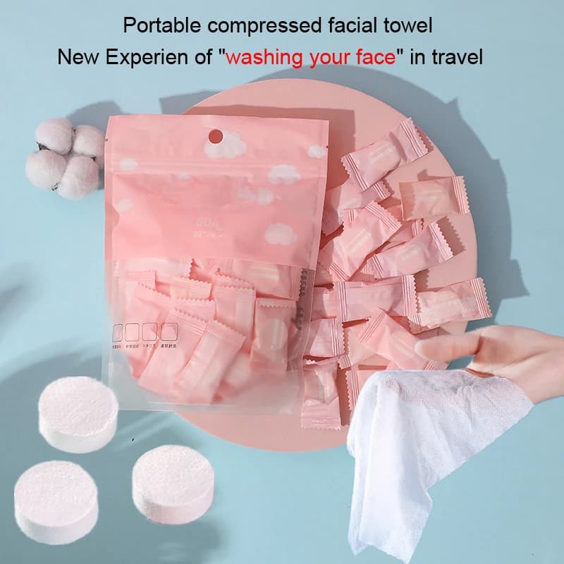 20/50PCS Mini Asciugamano Compresso Capsule Usa E Getta Asciugamani Magico Cura del Viso Tablet Salviette di Stoffa Da Viaggio All'aperto Tessuto di Carta