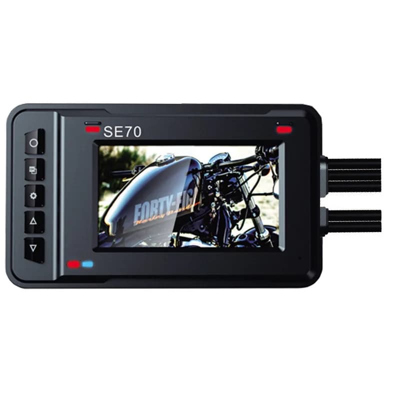 Telecamera da cruscotto Dvr con motore GPS WiFi 2K con due obiettivi Schermo da 3 pollici Dash Cam per moto 12V con riconoscimento vocale BSD