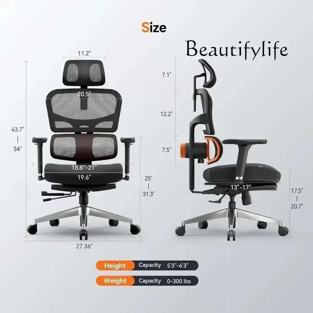 Office Chair, Auto Following Lumbar Support High Back Desk Chair with Laptop Desk Table, Seat Depth and Height Adjustable, Chair