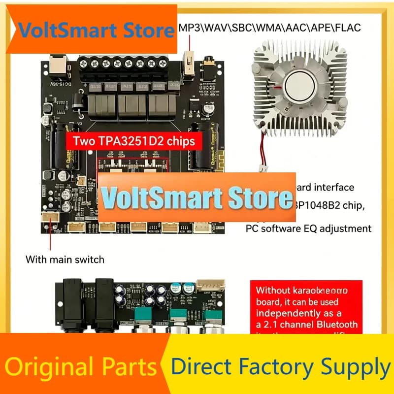 VoltSDC15-36V ZK-DAM L1 2.1 Channel Bluetooth Amplifier Board Karaoke Singing Microphone, Audio All-In-One Machine 220W X 2+350W