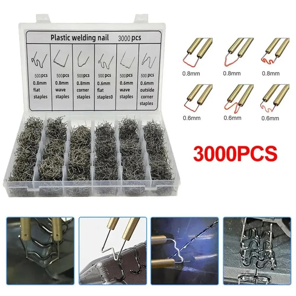 3000PCS Cucitrice A Caldo Graffette Per Saldatore di Plastica Automotive Macchina di Riparazione di Plastica Filo di Saldatura Paraurti Auto Riparazione Saldatrice