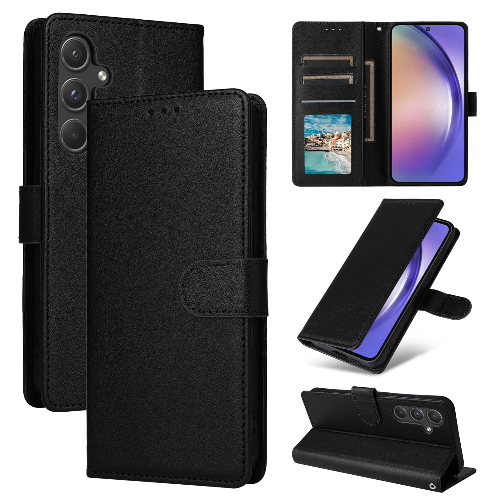 Portafoglio Slot per schede Supporto per telaio Custodia in pelle per telefono con vibrazione magnetica per Samsung Galaxy J4 Plus j6 2018 J7 Prime j8 j5 Cover anticaduta