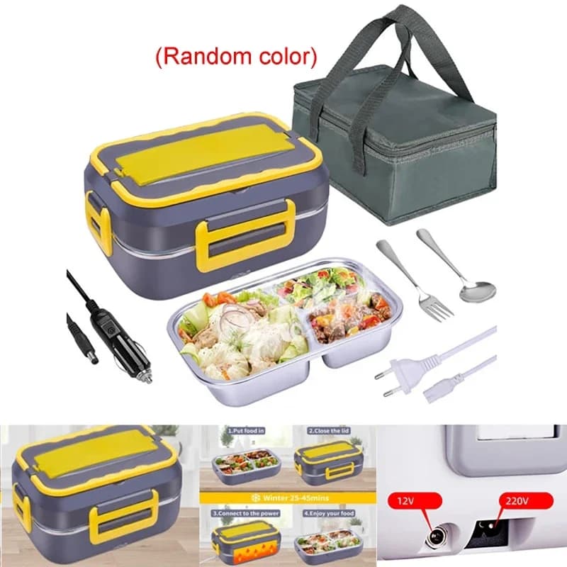 2 in 1 Car Home Lunch Box elettrico 220V 12V 24V Spina UE Riscaldamento Scaldavivande Riscaldatore Contenitore Portatile Set da viaggio per ufficio