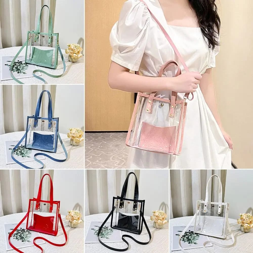 Fashion PVC Jelly Handbag Waterproof with Small Bags Transparent Jelly Bag Lightweight Crossbody Bags Women