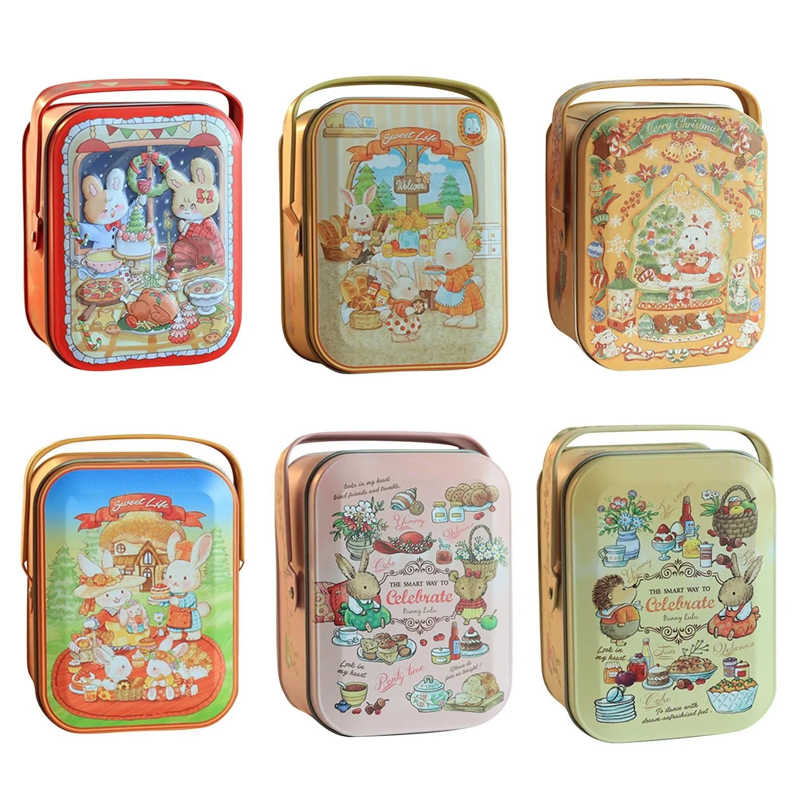 Scatola di Latta Vuota con Coperchio per Biscotti e Pasticcini, Contenitore in Metallo per Conservazione, Scatola Regalo per Biscotti, Contenitore per Caramelle