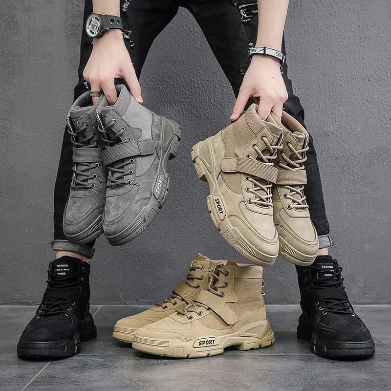 2023 Nuovi stivali da lavoro da uomo Comfort Desert Boots Retro Casual Scarpe alte da uomo Punta rotonda Stivaletti da trekking antiscivolo Botas Hombre
