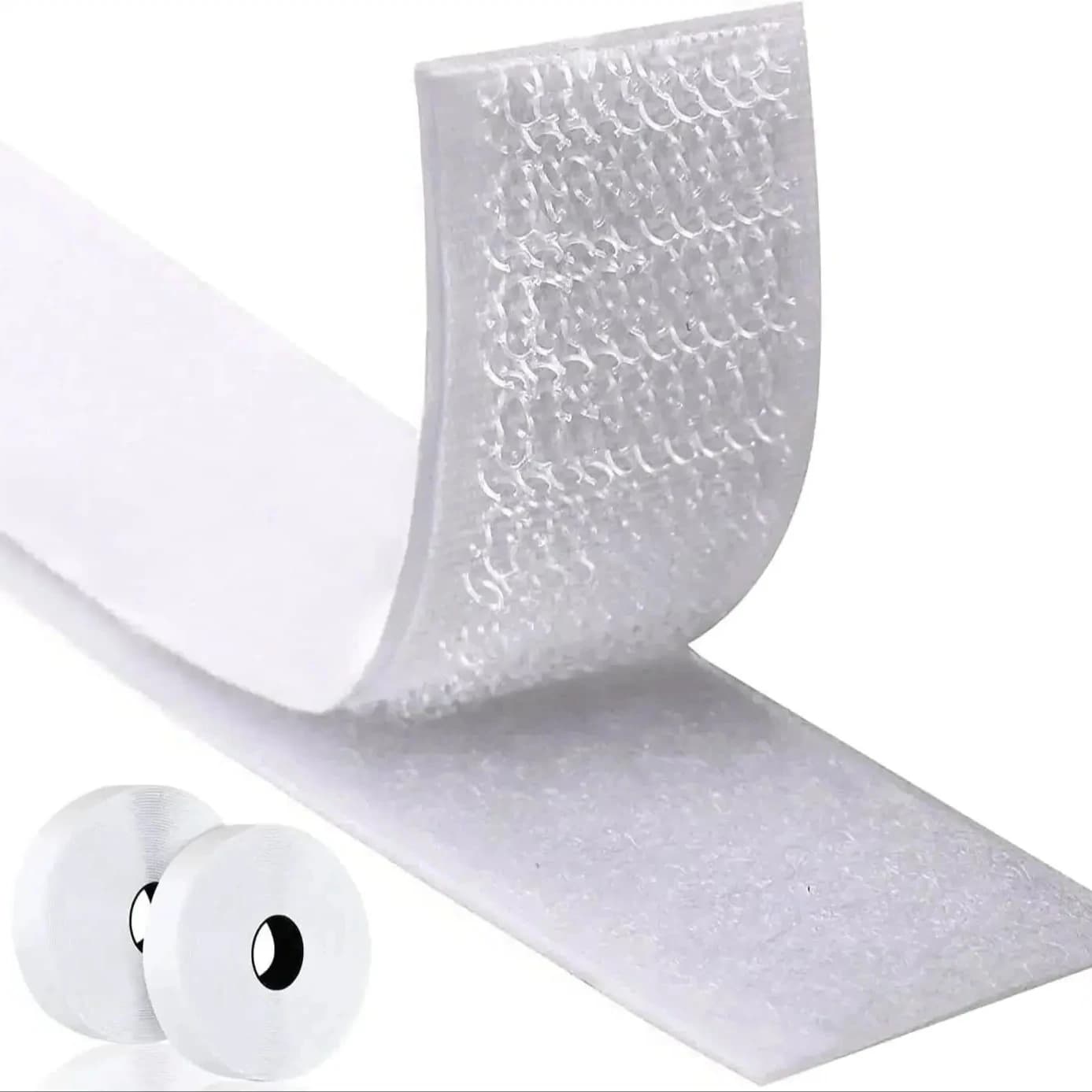 Strisce con gancio e anello di fissaggio autoadesive resistenti 1/2/5M con colla Nastri di montaggio bifacciali per artigianato fai-da-te 20-50mm Bianco