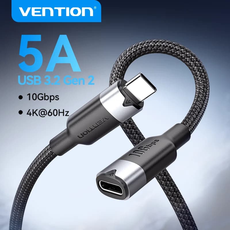 Vention USB C cable from 100 W Quick charging 5A USB Type C 3.2 Gen 2 Extension cable 10 Gbps 4K @ 60HZ Video cable Extension cable for laptop