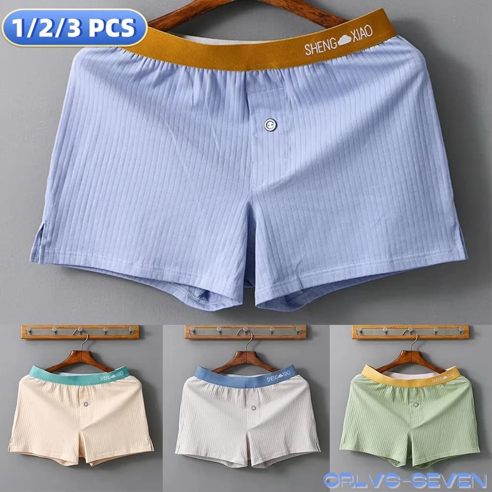 1/2/3 pezzi mutandine da uomo in cotone tinta unita boxer traspiranti pantaloncini intimo bauli homewear boxer larghi e mutande