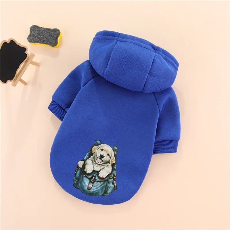 Warm Fleece Teddy Dog Hoodie Pet Jacket with Buttons for Small Dogs - Autumn Outfit Puppy Clothes Winter Pet Clothing