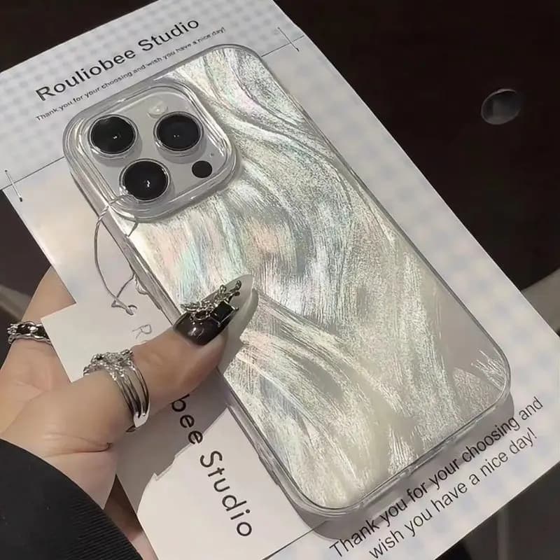 Luxury Aurora Siliver Laser Feather Yarn Phone Case For Huawei Nova 12 11 10 9 8 7 7SE 7SE 9SE 10SE 11SE Y9S Y70 Plus Y71 Cover