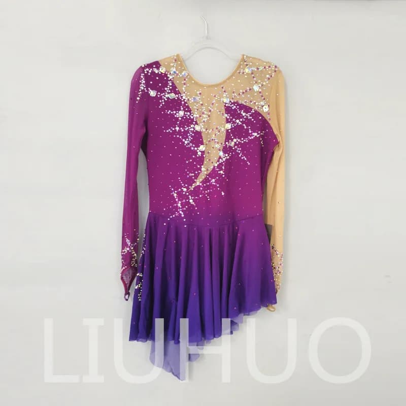 LIUHUO Pattinaggio di Figura sul Ghiaccio Vestito Ragazze Donne Adolescenti Elastico Spandex Concorso All'ingrosso BD8015