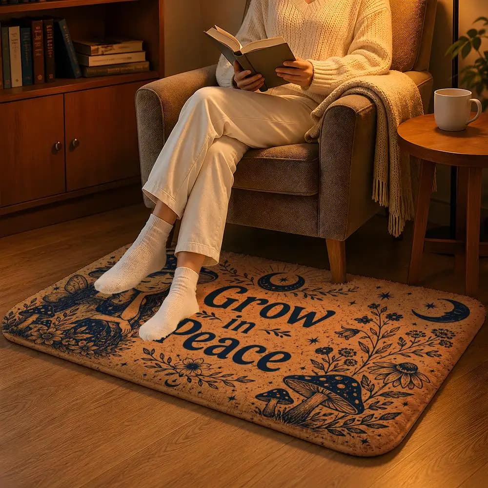 Celestial Good Vibes Floor Mat Soft Flannel Non-Slip Rug Washable Floor Mat for Living Room Bedroom Home Decor