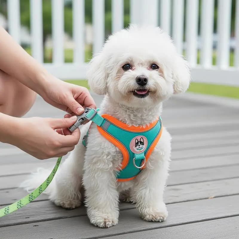 Lightweight Adjustable Dog Harness Leash Set Reflective Vest for Small Medium Dogs Outdoor Adventure Walks
