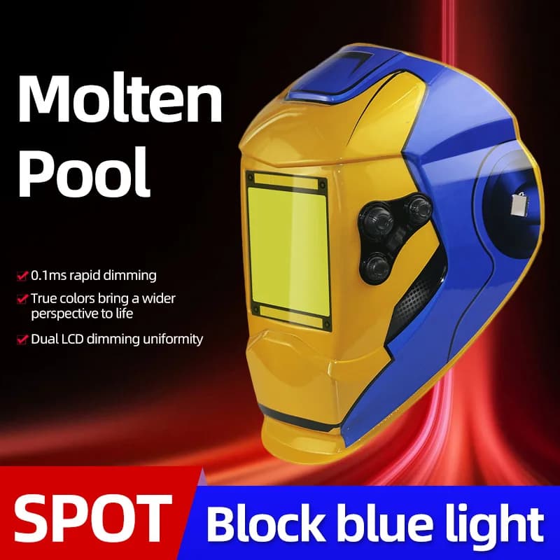 Nuovo modello di maschera per saldatura robotizzata con ampio schermo - Maschera facciale anti-luce blu a oscuramento automatico - Speciale per saldatura