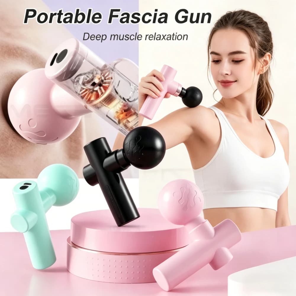 Mini Portable Fascia Gun Dual Head Deep Vibration Massager Rechargeable Muscle Relief Device for Neck Waist Back Body