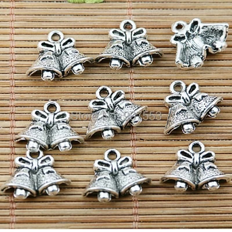 20pcs 17*14mm Tibetan Silver Tone Christmas Bells Charms EF1734 Charms for Jewelry Making