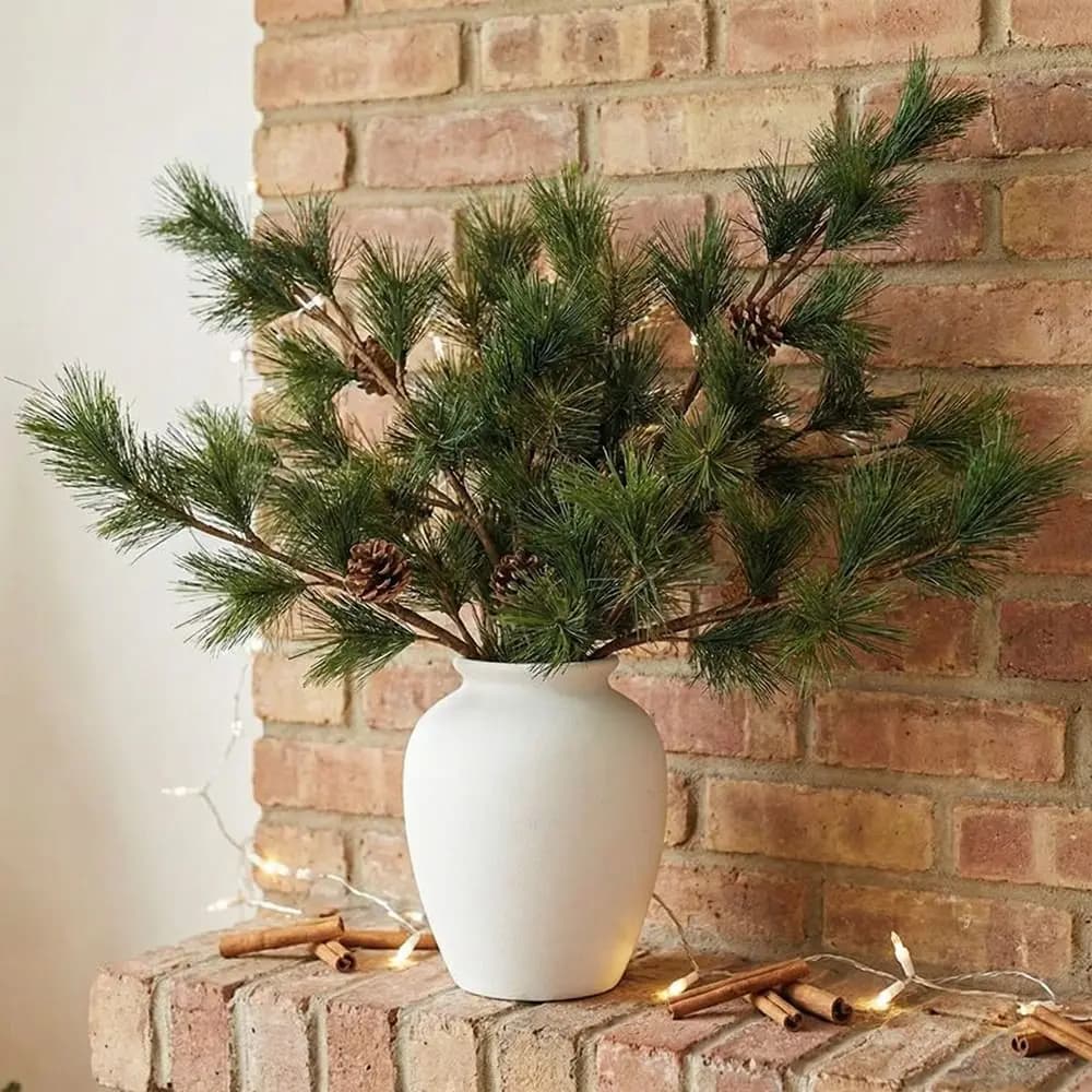 Ramo di Pino Artificiale Realistico con Pigne, Stile Cinese, Pianta di Pino Finta in Plastica, Rami di Pino Artificiali per Decorazione Ufficio
