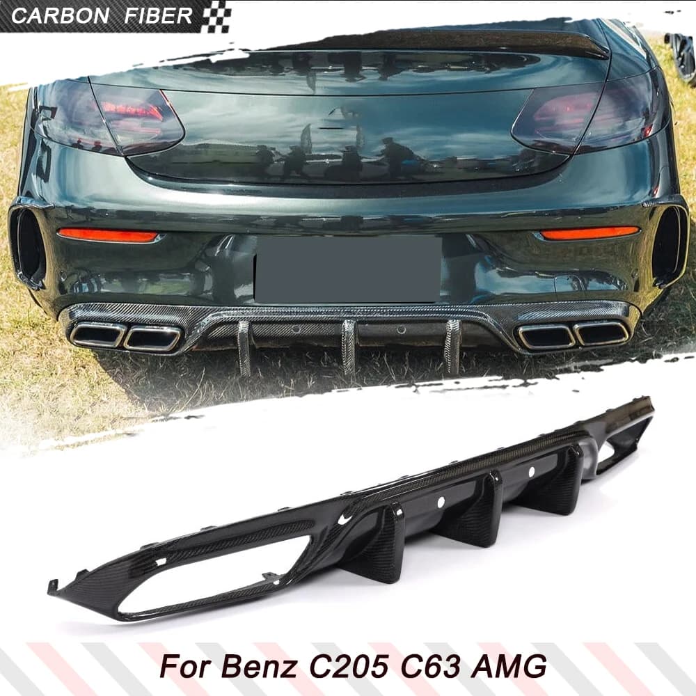 Spoiler diffuser rear bumper for car carbon fiber for Mercedes-Benz C205 A205 C63 AMG Coupe 2015 - 2019 Kit body shop back bumper racing