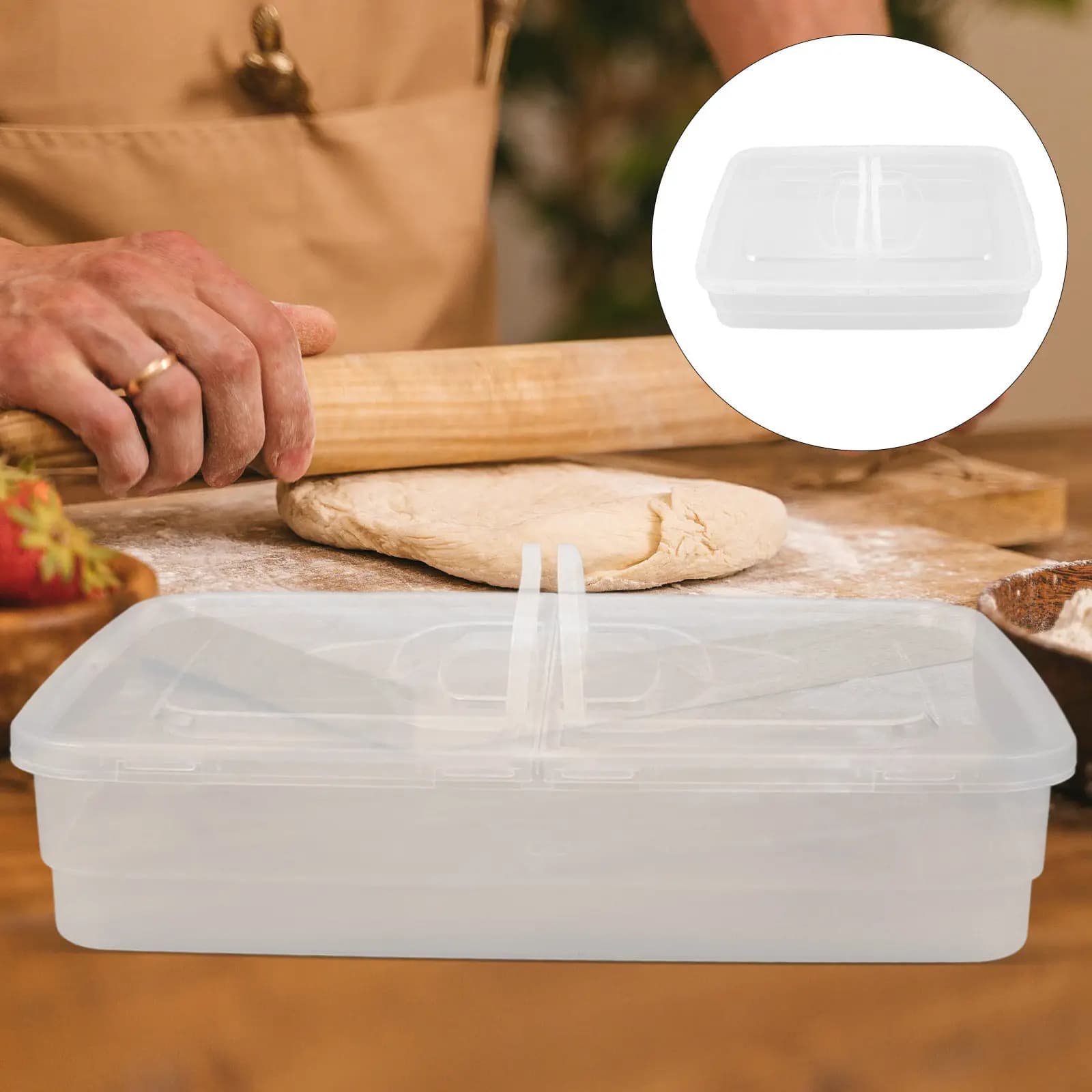 Dough Proofing Box for Pizza Making Stackable Space Saving Design with Lid Handle Reusable Plastic Proofing Container Baking