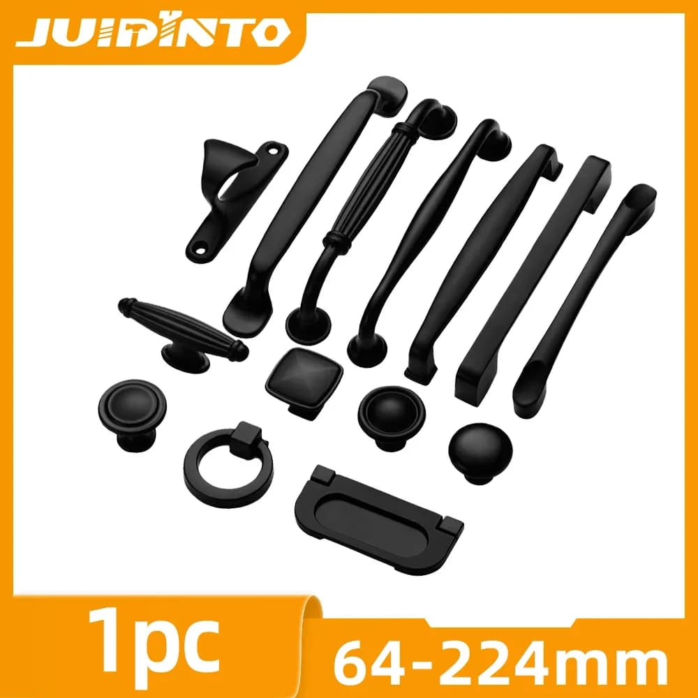 JUIDINTO maniglia per mobili maniglie per mobili 96-224mm porta del cassetto maniglia nera per armadio bagno cucina mobili armadio guardaroba