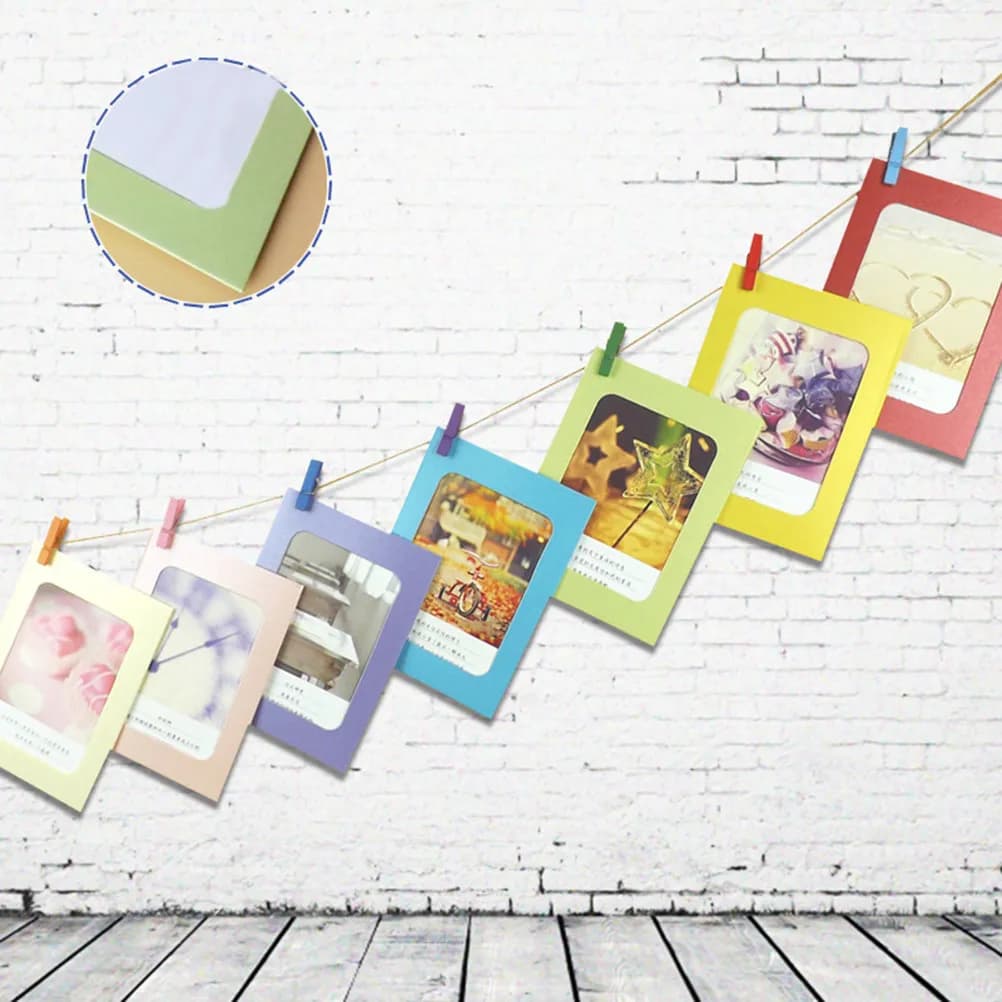 5 Inches Photo Frame Decoration Paper Picture DIY String Clip Frames for Art Projects Craft Supplies Home Decor