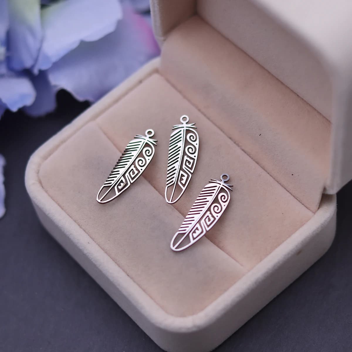3pcs Boho Feather Charms Stainless Steel Feather Tassel Pendant for DIY Jewelry Making Earrings Necklace Bracelet Craft Supplies