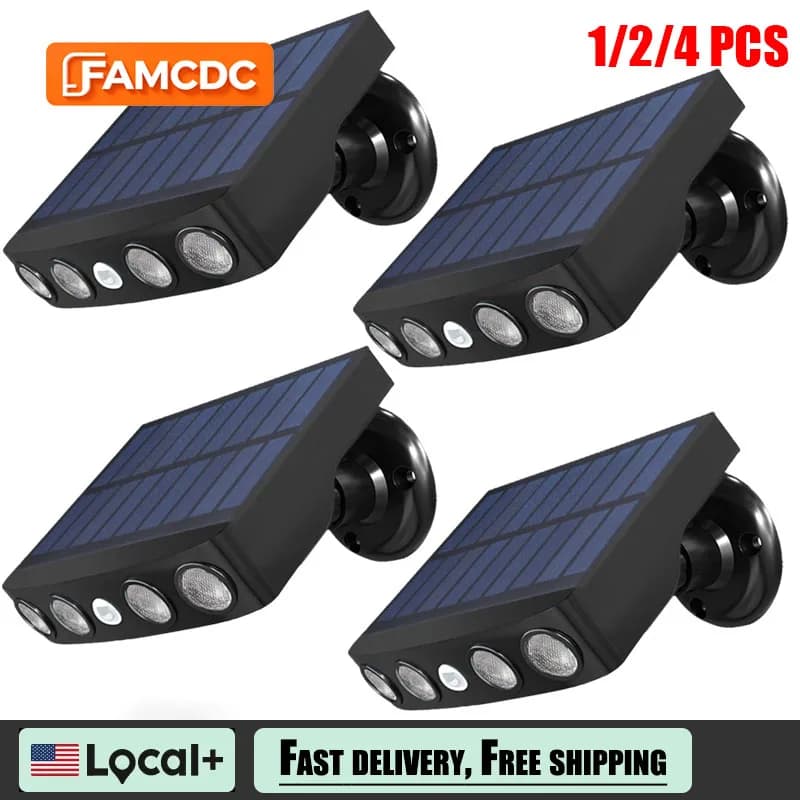 FAMCDC Potenti Luci Solari di Sicurezza per Esterni, Lampada da Parete Impermeabile con Sensore di Movimento a 3 Modalità per Giardino e Illuminazione Notturna