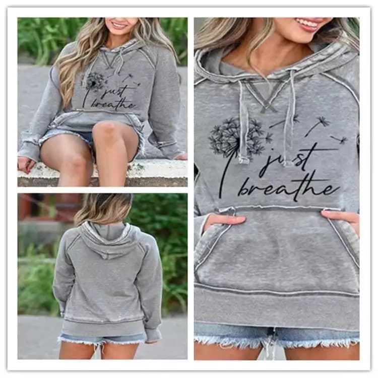 Women's Printed Pocket Hooded Sweatshirt Casual Comfortable Sleeveless Jacket with Waist-Cinching Design for All Ages