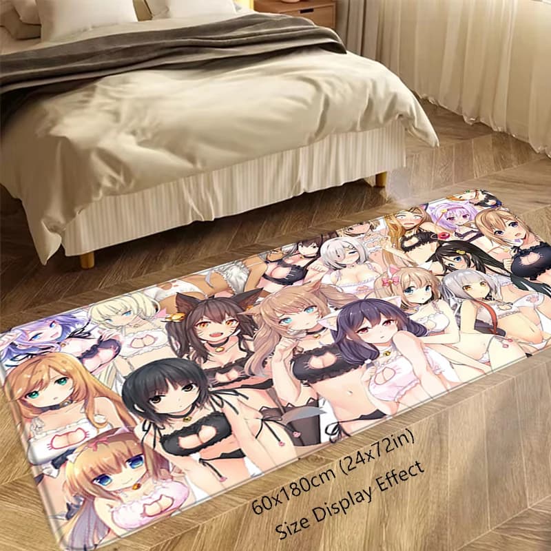 Anime Floor Mat Kawaii Beauty Girls Non-slip Entrance Foot Rug Hallway Carpet Water Absorbed Rugs Fluffy Bedside Mats Home Decor