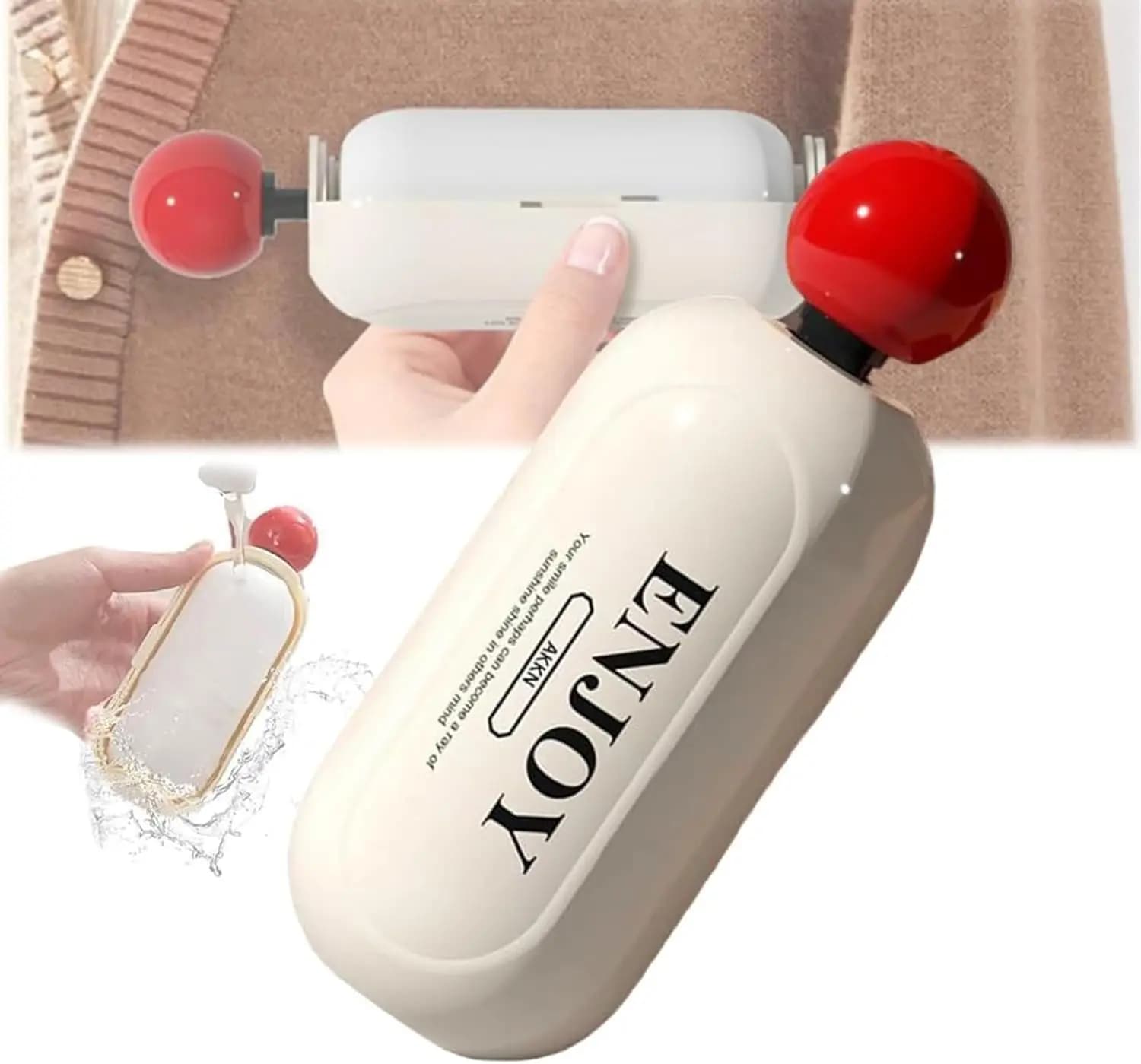 1 rullo portatile lavabile per la rimozione dei pelucchi, mini rimuovi-pelucchi 2 in 1 per vestiti, mobili, capelli - Bianco