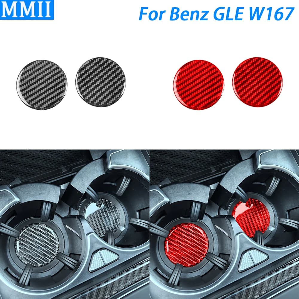 Per Benz GLE W167 2019-2024 Console centrale in fibra di carbonio supporto per tazza d'acqua fodera per pannello cuscino accessori interni per auto adesivo