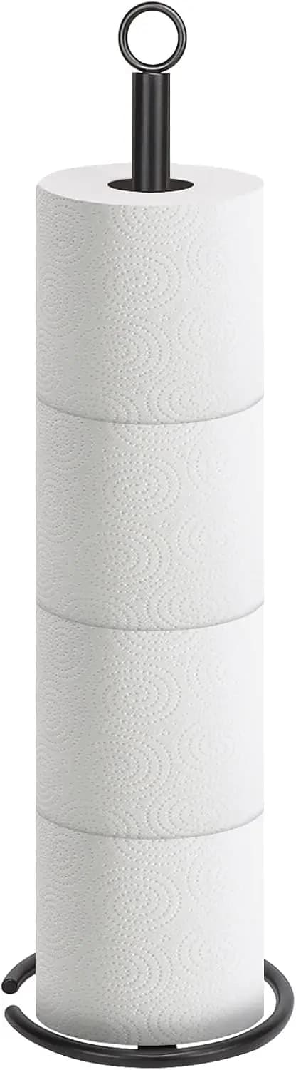 Freestanding Toilet Paper Holder Stand with 4 Rolls Storage, Heavy Duty Iron Tissue Holder for Bathroom Kitchen Countertop