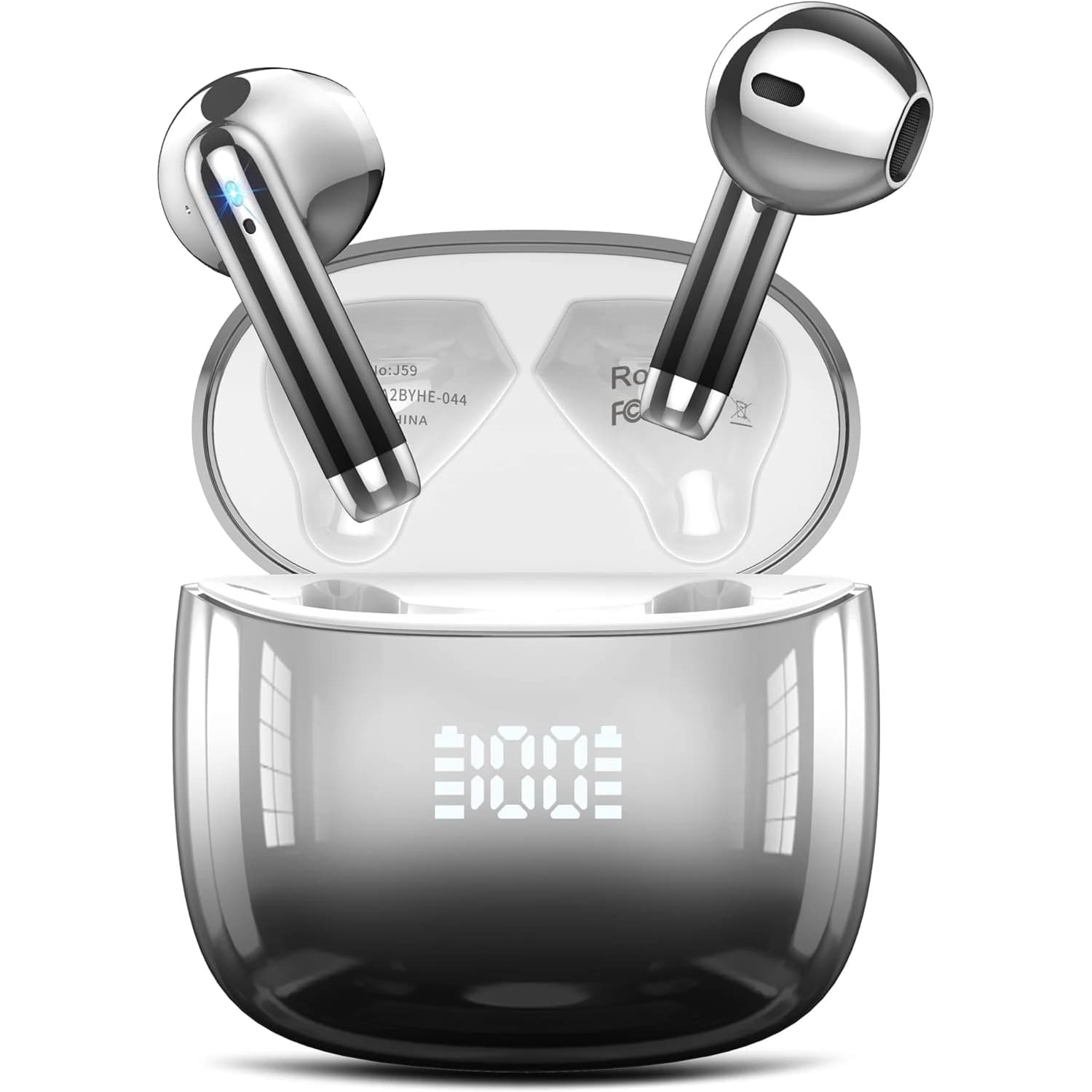 Auricolari wireless BT5.3 Riproduzione 50H Auricolari stereo per bassi profondi Display a LED con alimentazione IPX7 Cuffie con microfono impermeabile per telefoni