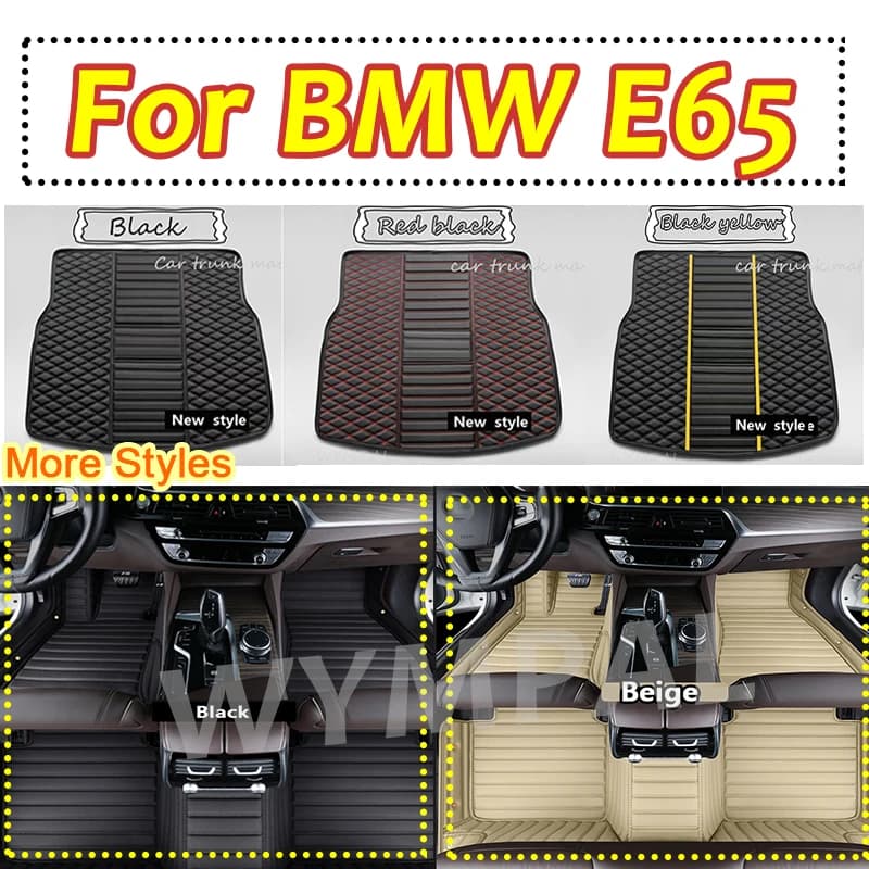 Tappetini per auto automobilistici personalizzati di lusso per BMW E65 2001 2002 2003 2004 2005 2006 Auto di lusso in pelle uomo donna tappetini per auto completi