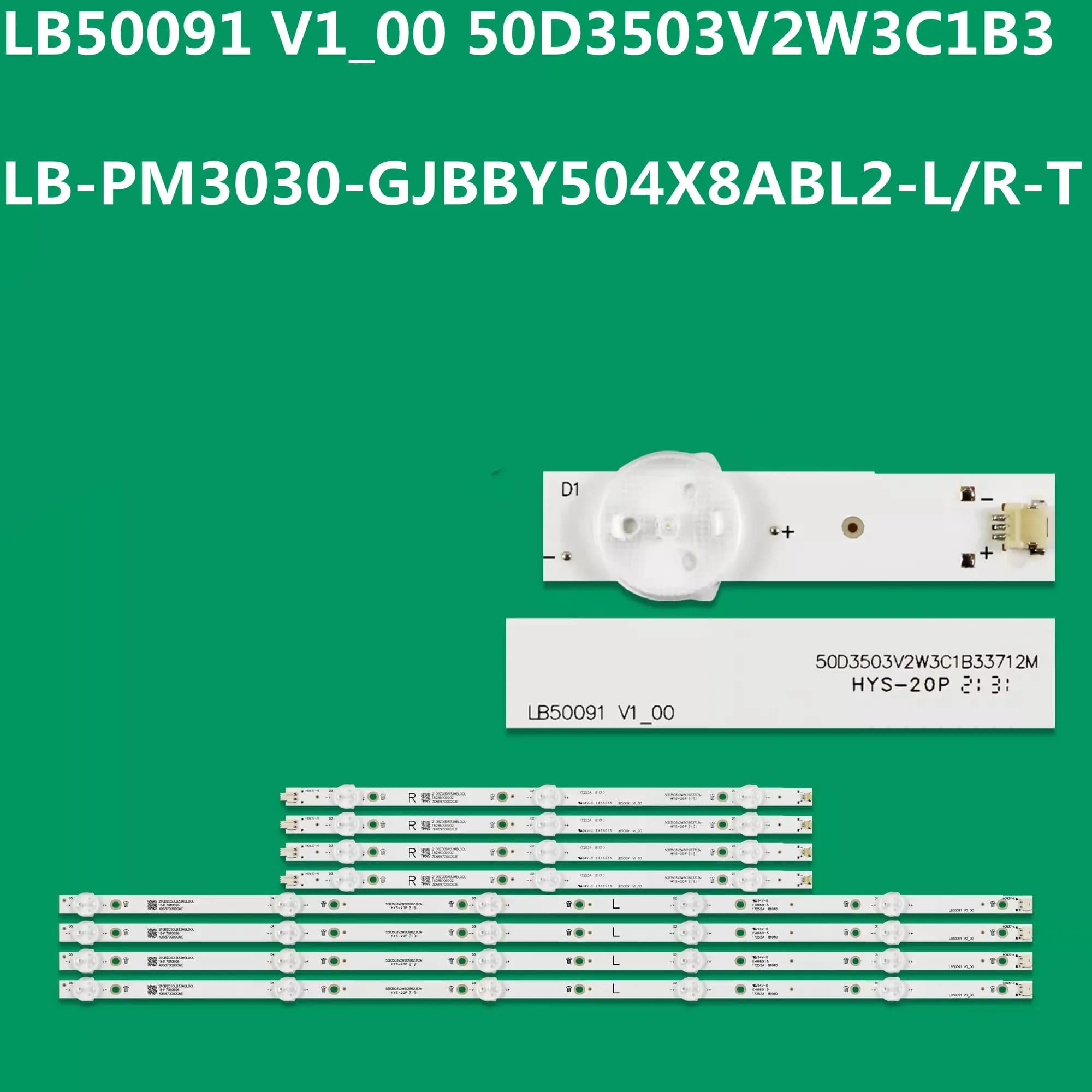 LED Backlight Strip LB50091 V1_00 50D3503V2W3C1B3 LB-PM3030-GJBBY504X8ABL2-L/R-T For LC-50LB601U NS-50DF710NA19 TPT500B5-U1T01D