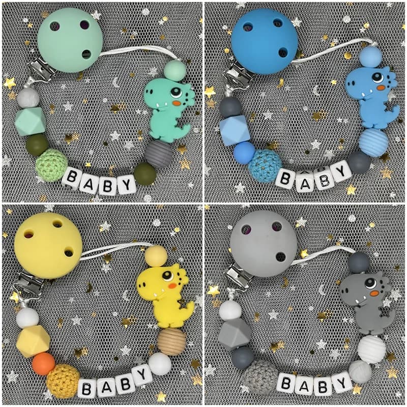 Ciuccio in Silicone Personalizzabile Senza BPA, Fai-da-Te, con Clip Personalizzata, Nome, Catena Colorata, Regalo per la Dentizione