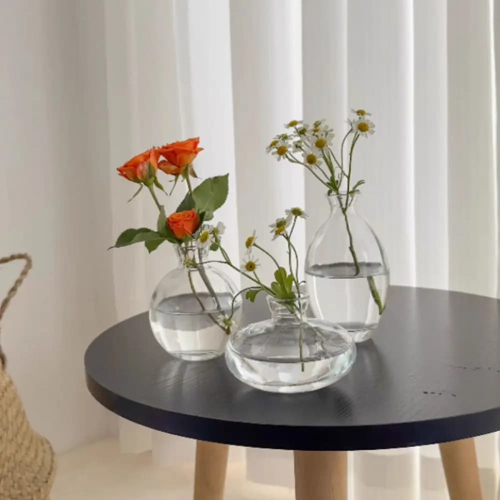 Creative Transparent Mini Flower Vase Desktop Home Decoration Hydroponic Plant Bottle Glass Small Flower Arrangement Pot Office