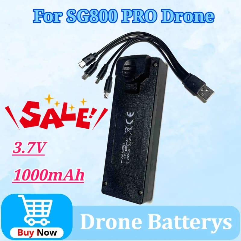 Batteria per Drone SG800 PRO 3.7V 1000mAh, Accessori per Drone RC SG800PRO, Cavo di Ricarica per Batteria Drone RC SG800 Screen