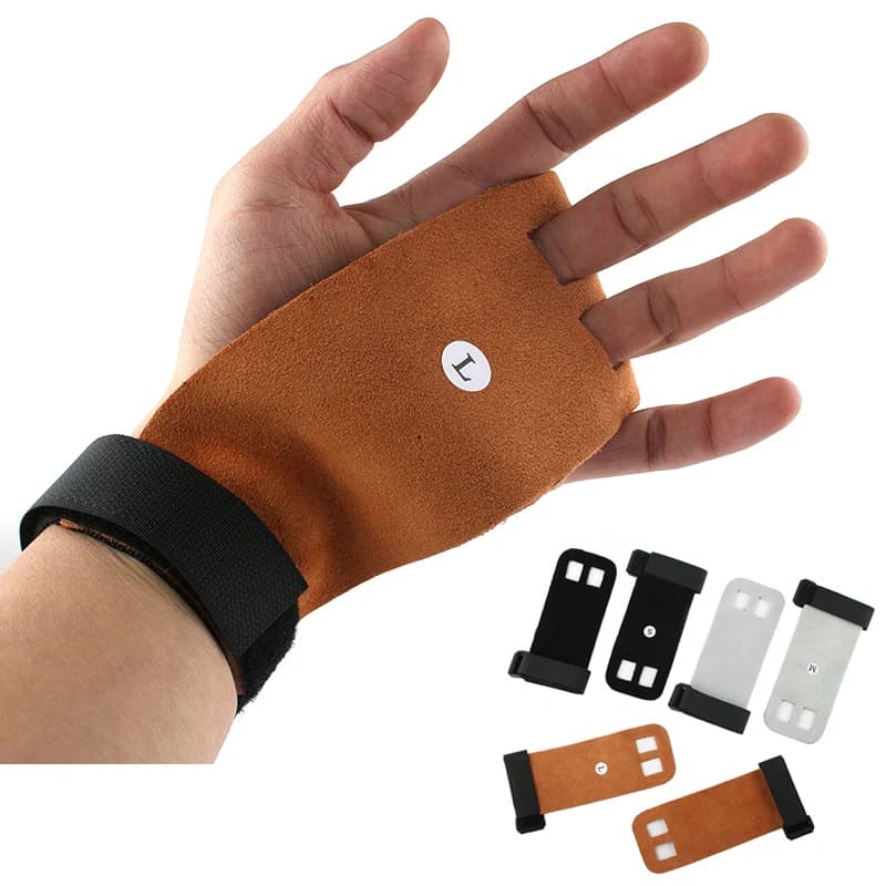 Guanti Antiscivolo in Pelle Bovina per Sollevamento Pesi, Manubri, Kettlebell, Protezione per Mani e Palmo, 1 Paio