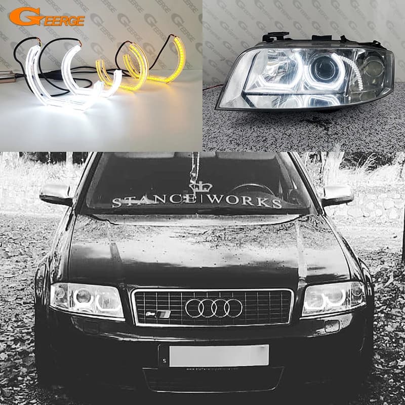 Per Audi A6 C5 4B S6 RS6 Cristallo Ultra Luminoso DTM M4 Stile Led Angel Eyes Kit Halo Anelli Luce diurna Accessori Auto